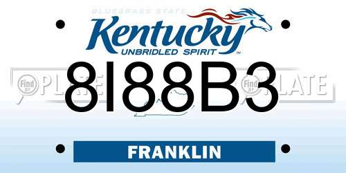 8I88B3 Kentucky License Plate