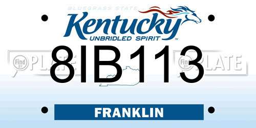 8IB113 Kentucky License Plate