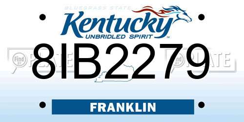 8IB2279 Kentucky License Plate