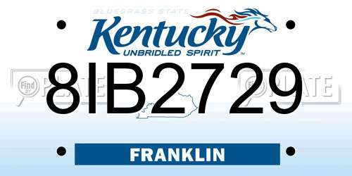 8IB2729 Kentucky License Plate
