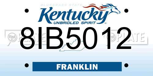 8IB5012 Kentucky License Plate