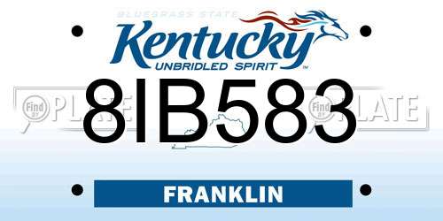8IB583 Kentucky License Plate