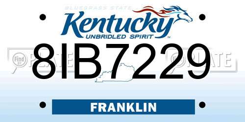 8IB7229 Kentucky License Plate