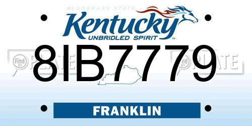 8IB7779 Kentucky License Plate