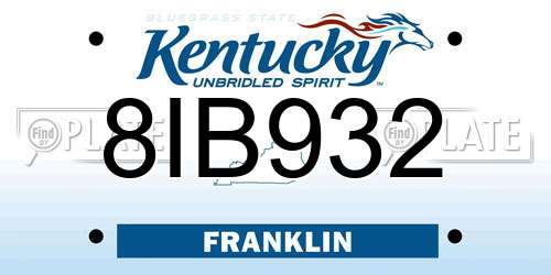 8IB932 Kentucky License Plate