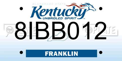 8IBB012 Kentucky License Plate