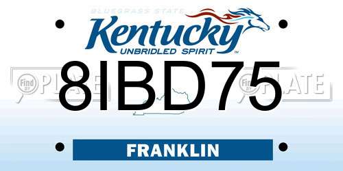 8IBD75 Kentucky License Plate