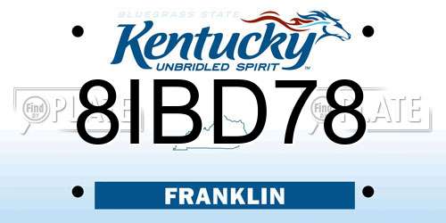 8IBD78 Kentucky License Plate