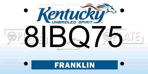 8IBQ75 Kentucky License Plate