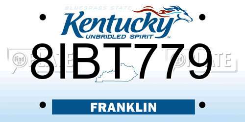 8IBT779 Kentucky License Plate