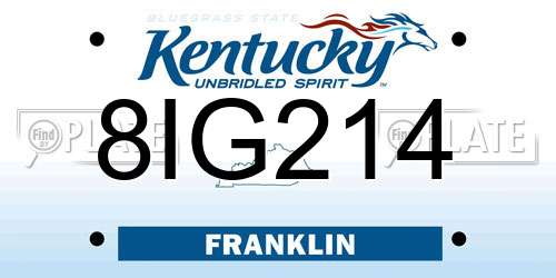 8IG214 Kentucky License Plate