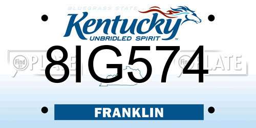 8IG574 Kentucky License Plate