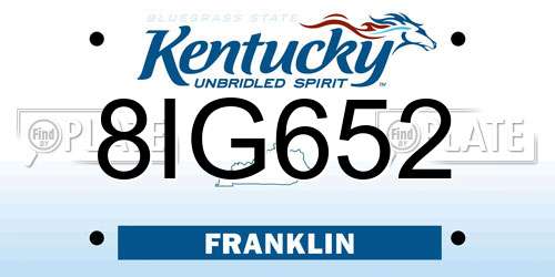 8IG652 Kentucky License Plate