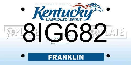8IG682 Kentucky License Plate