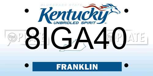 8IGA40 Kentucky License Plate