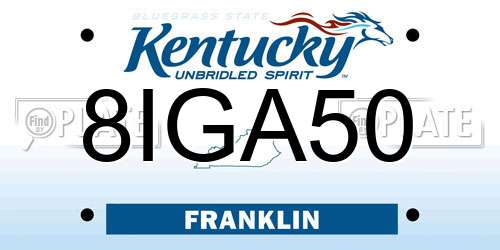 8IGA50 Kentucky License Plate