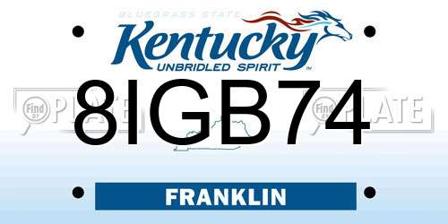 8IGB74 Kentucky License Plate