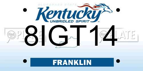 8IGT14 Kentucky License Plate