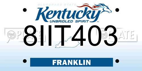 8IIT403 Kentucky License Plate