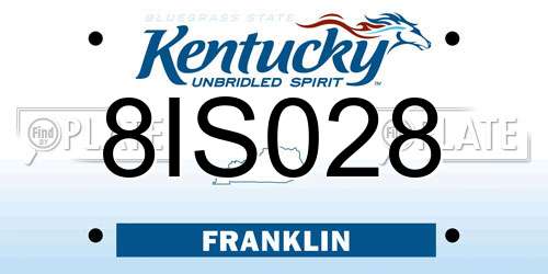 8IS028 Kentucky License Plate