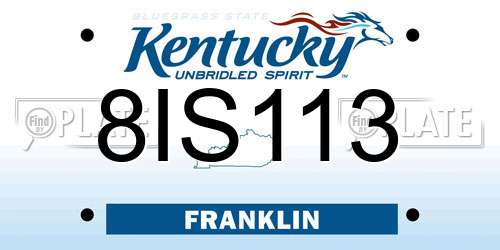 8IS113 Kentucky License Plate
