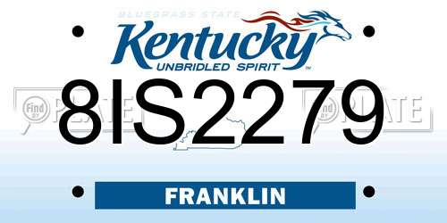 8IS2279 Kentucky License Plate