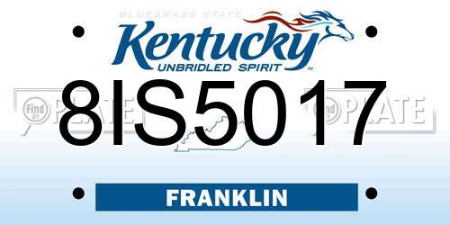 8IS5017 Kentucky License Plate