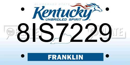 8IS7229 Kentucky License Plate