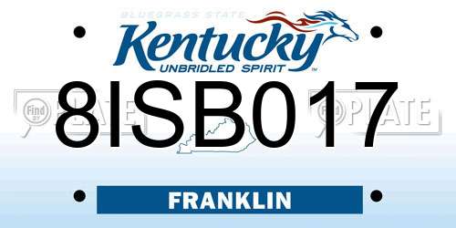 8ISB017 Kentucky License Plate