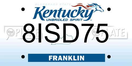 8ISD75 Kentucky License Plate