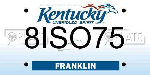 8ISO75 Kentucky License Plate
