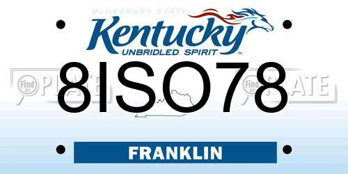 8ISO78 Kentucky License Plate