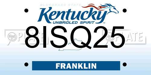 8ISQ25 Kentucky License Plate