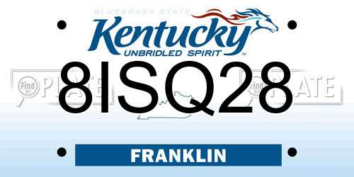 8ISQ28 Kentucky License Plate