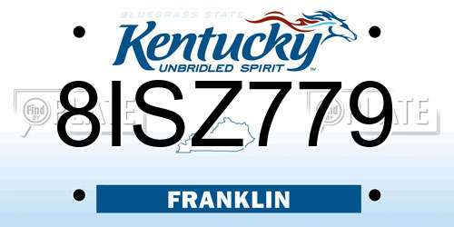 8ISZ779 Kentucky License Plate