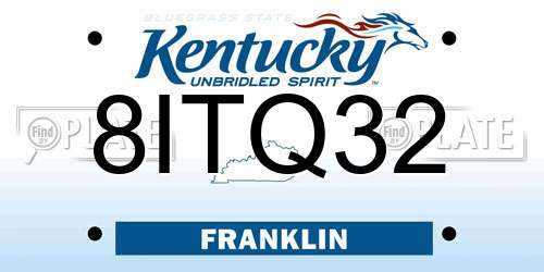 8ITQ32 Kentucky License Plate