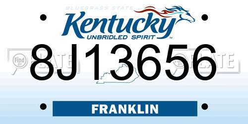 8J13656 Kentucky License Plate