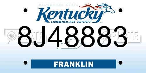 8J48883 Kentucky License Plate