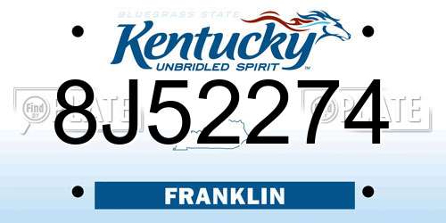 8J52274 Kentucky License Plate