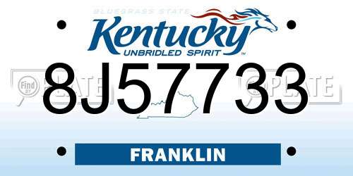8J57733 Kentucky License Plate