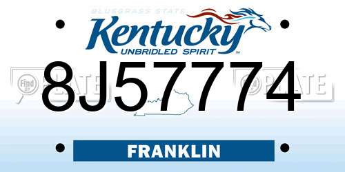 8J57774 Kentucky License Plate