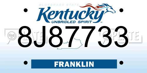 8J87733 Kentucky License Plate