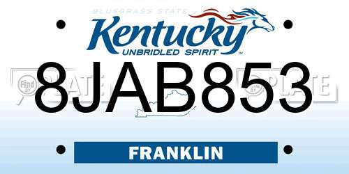 8JAB853 Kentucky License Plate