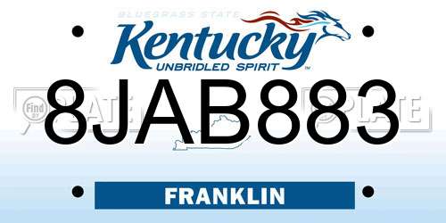 8JAB883 Kentucky License Plate
