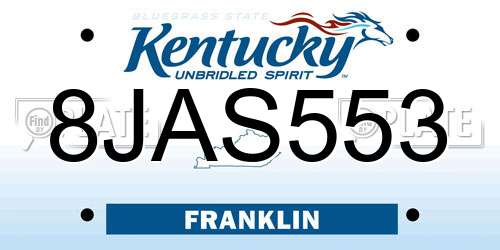 8JAS553 Kentucky License Plate