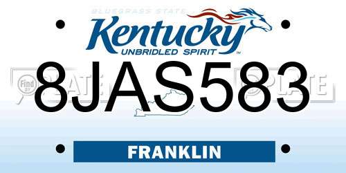 8JAS583 Kentucky License Plate