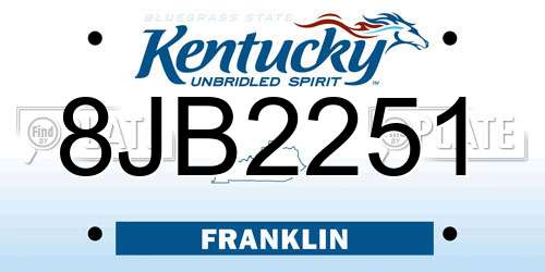 8JB2251 Kentucky License Plate
