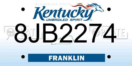 8JB2274 Kentucky License Plate