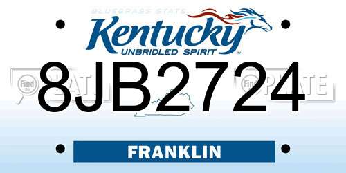 8JB2724 Kentucky License Plate
