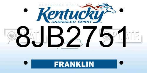 8JB2751 Kentucky License Plate